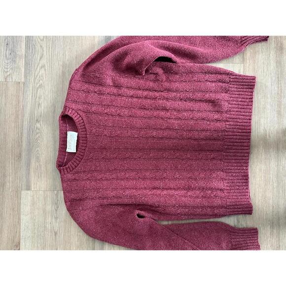 Vintage 60s Jantzen Sweater Cable Knit Crew Neck Burgundy Red SIZE L - Picture 4 of 7